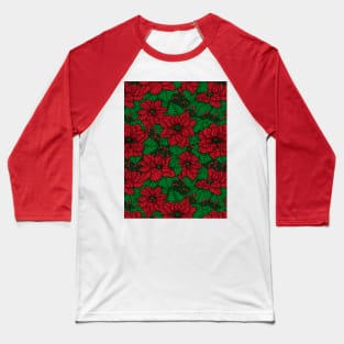 Poinsettia, Christmas pattern Baseball T-Shirt